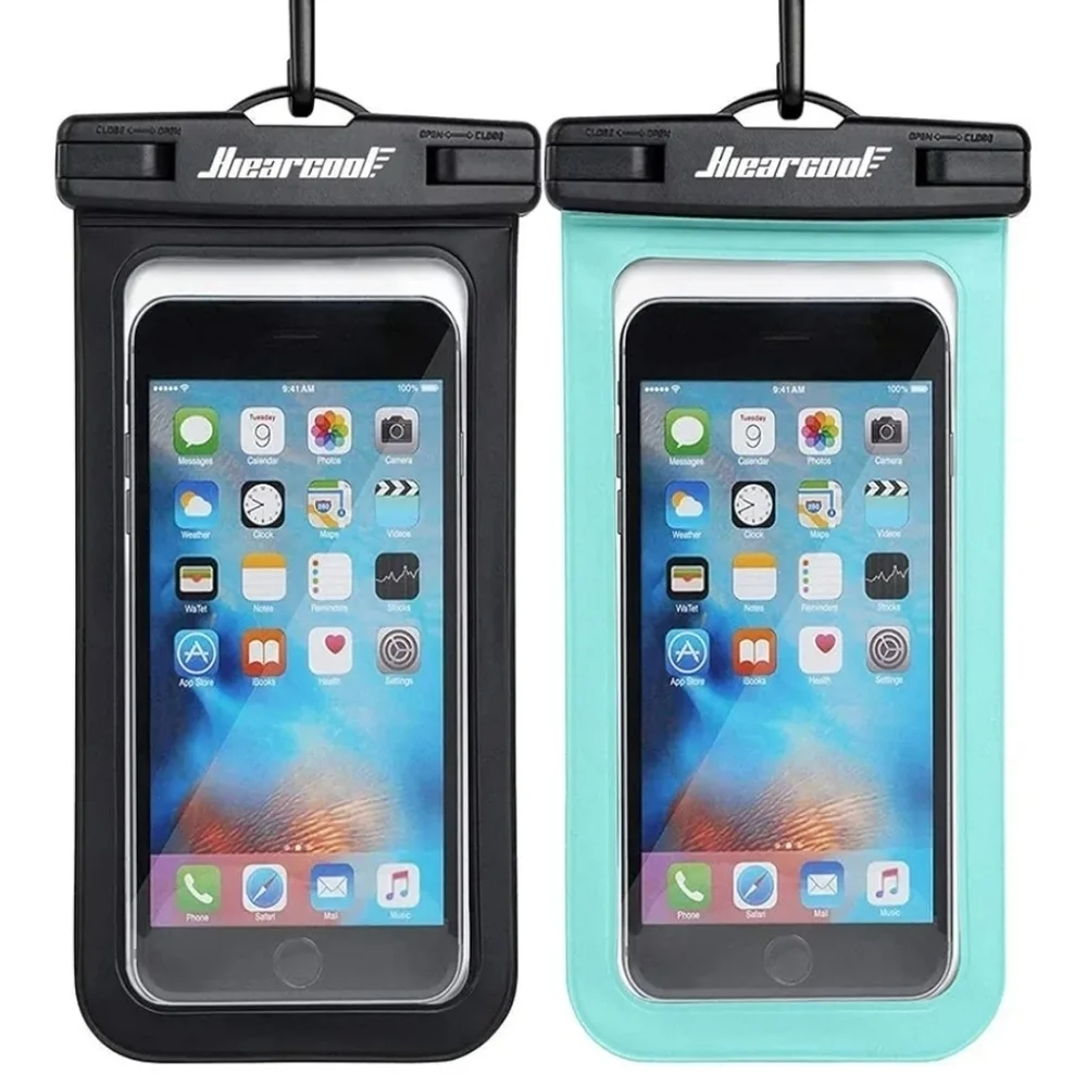 🩷 3/$15 Hiearcool Set of 2 Waterproof Phone Pouches, Black and Blue, 8.3